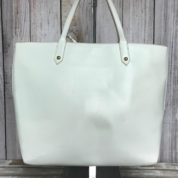 MAISON DU SAC PARIS BLACK TRIM WHITE TOTE BAG - Picture 4 of 8